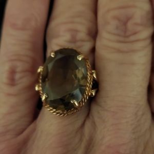 10k Smoky Quartz prong set ring